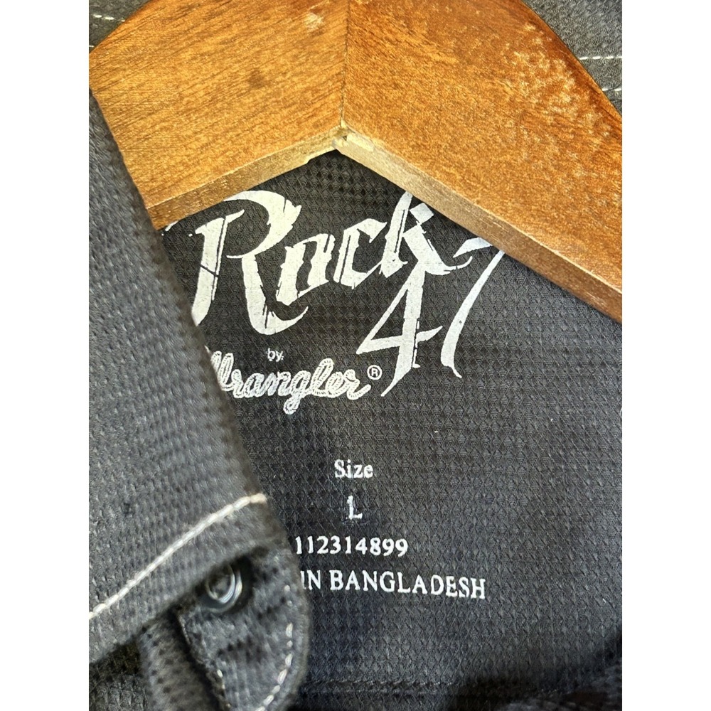Rock 47 Wrangler Pearl Snap Western Shirt Mens Large Black Cowboy Rodeo NWT - Picture 2 of 10